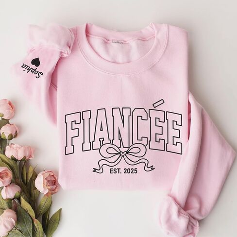 UrbanNEST Custom Fiancée Embroidered Sweatshirt, Personalized Engagement Sweatshirt, Future Mrs. Hoodies, Engagement Gifts, Fiancee Sweater, Gift for Fiancee, Engaged Bachelorette Outfits in Kuwait