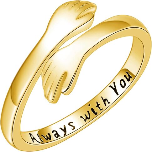 Midari 18K Gold Hug Ring Hugging Hand Jewelry Couple Hugs Finger Ring Adjustable Best Friend Rings Friendship Jewelry Gifts for Women Granddaughter Wife in Saudi Arabia