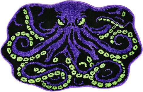 Cool Purple Octopus Bathroom Rug, Soft Plush Gothic Animal Tufted Bath Mat, Non-Slip & Machine Washable, Absorbent Quick Dry Floor Door Mat Home Decor for Shower, Tub and Sink, 23.6"x35.4" in Saudi Arabia