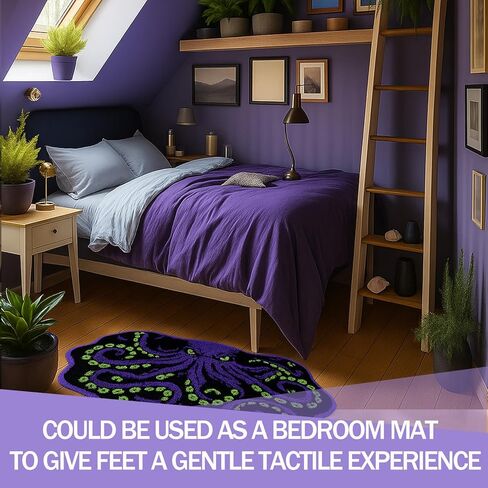 Cool Purple Octopus Bathroom Rug, Soft Plush Gothic Animal Tufted Bath Mat, Non-Slip & Machine Washable, Absorbent Quick Dry Floor Door Mat Home Decor for Shower, Tub and Sink, 23.6"x35.4" in Saudi Arabia