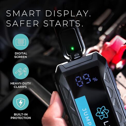 Lectron 4000A Car Battery Jump Starter S10 with 60W USB-C PD Fast Charging with car Charger– Portable Battery Booster for Up to 10L Gas/8L Diesel for 12V Vehicles– 20000mAh with Smart Digital Display in Kuwait