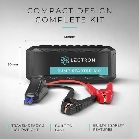 Lectron 4000A Car Battery Jump Starter S10 with 60W USB-C PD Fast Charging with car Charger– Portable Battery Booster for Up to 10L Gas/8L Diesel for 12V Vehicles– 20000mAh with Smart Digital Display in Kuwait