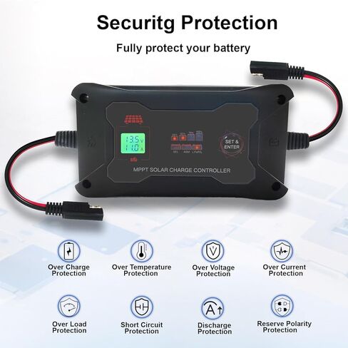 وحدة تحكم شحن الطاقة الشمسية المحمولة MPPT بقدرة 20 أمبير 12 فولت/24 فولت مع موصل للطاقة الشمسية وشاشة LCD وضوء LED للإشارة. الحد الأقصى PV 600W 60Voc لـ AGM، Gel، LiFePo4 in Kuwait