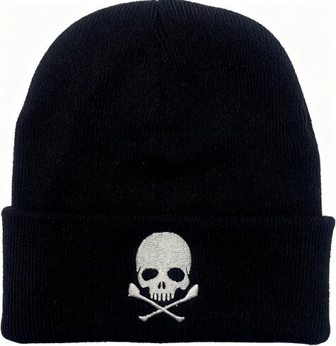 Skull and Crossbones for Men,Mama Cuffed Thick Knitted Unisex Winter Hat Beanies Skull Cap Black in Saudi Arabia