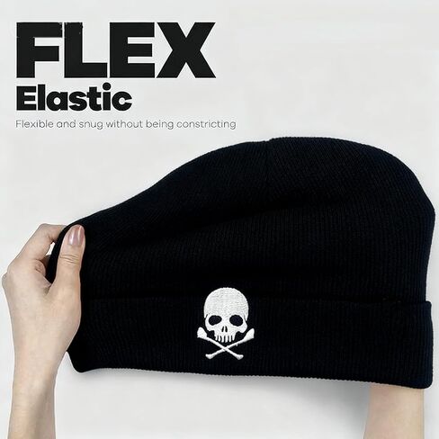 Skull and Crossbones for Men,Mama Cuffed Thick Knitted Unisex Winter Hat Beanies Skull Cap Black in Saudi Arabia