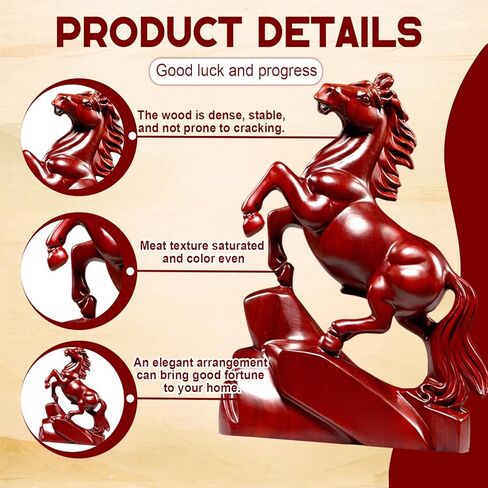 تمثال حصان، تمثال حصان أحمر فنغ شوي صيني لحصان النار، ديكور مكتب فنغ شوي من أجل الحظ السعيد، زخرفة زودياك محظوظة للمنزل والمكتب in Kuwait
