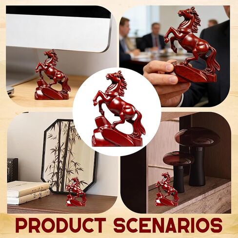 تمثال حصان، تمثال حصان أحمر فنغ شوي صيني لحصان النار، ديكور مكتب فنغ شوي من أجل الحظ السعيد، زخرفة زودياك محظوظة للمنزل والمكتب in Kuwait