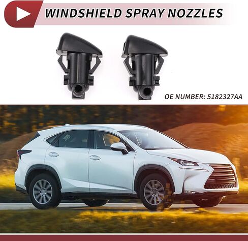 2pcs Windshield Washer Nozzle for Dodge Charger 2011-2018 for Chrysler 300 Front Windshield Spray Nozzles Wiper Spray Washer Jet No.5182327AA Black in Saudi Arabia