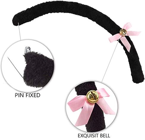 زي تنكري للقطط من أبيدا - مجموعة من 5 قطع لأذن وذيل القطط مع قفازات للأقدام وأنياب أسنان مصاصي الدماء in Kuwait