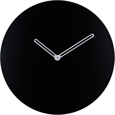 Wall Clock with glossy sliver hands, Black MDF wooden clock, 24 cm size, Minimalistic desgin (Battery not included) in Saudi Arabia