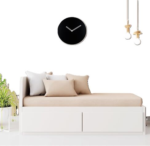 Wall Clock with glossy sliver hands, Black MDF wooden clock, 24 cm size, Minimalistic desgin (Battery not included) in Saudi Arabia