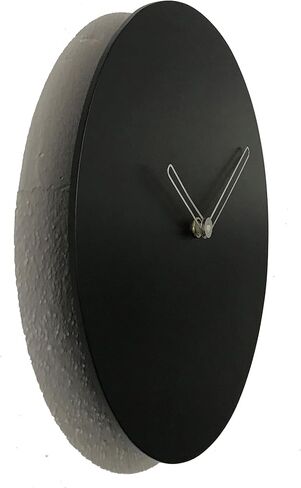 Wall Clock with glossy sliver hands, Black MDF wooden clock, 24 cm size, Minimalistic desgin (Battery not included) in Saudi Arabia