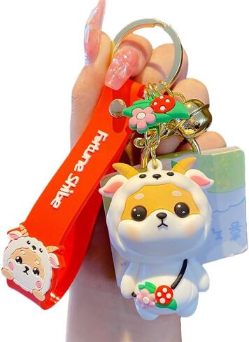 4 قطع لطيف kawaii 12 زودياك موضوع محظوظ الحيوانات شبعا اينو قلادة المفاتيح مفتاح سلسلة، كيرينغ عاشق هدية عيد الحب قلادة لحقيبة يد حمل محفظة حقيبة الظهر مفتاح السيارة حزام المعصم in Kuwait
