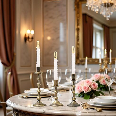 حاملات شمعدان حديد معدنية للقطعة المركزية العتيقة 3 قطع عصا شموع ذهبية مستدقة عمود روماني عتيق ديكور ديكور لحفلات الزفاف، مدفأة الحفلات، 6 بوصة + 7.5 بوصة + 9 بوصة (ارتفاع) in Kuwait