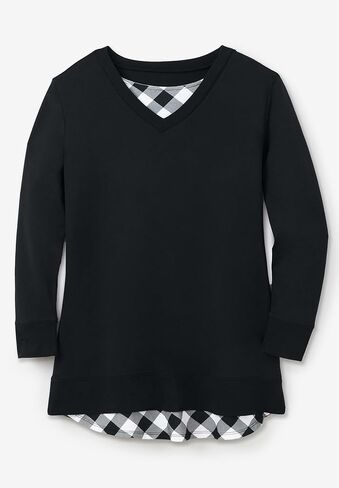 Woman Within Plus Size Layered Look Sweatshirt in Saudi Arabia