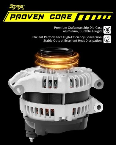 Oktiger Upgraded Alternator for Honda Crv Ex Lx Ex-l 2012 2013 2014 2.4L, Civic Si 2012 2013 2014 2015, for Acura Ilx Base 2013-2015, 12V 120Amp Clockwise 6-Groove Pulley, OE 31100-RX0-A01 11604N in Kuwait