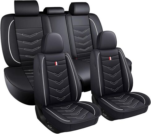 أغطية مقاعد السيارة 8 مقاعد لسيارة نيسان باثفايندر 2004-2025، أغطية وسائد جلدية متينة مقاومة للماء، واقي مقعد بتغطية كاملة قابلة للتنفس (قياسي، أسود وأحمر) in Kuwait