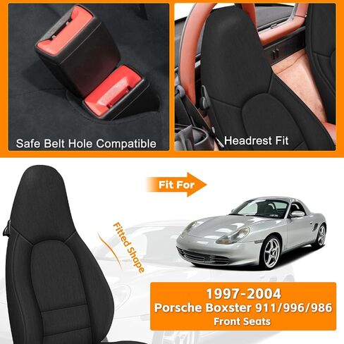 Seat Covers Compatible with 1997-2004 Porsche Boxster 911/996/986, Heavy Duty Cationic Linen Fabric Seat Protector in Kuwait