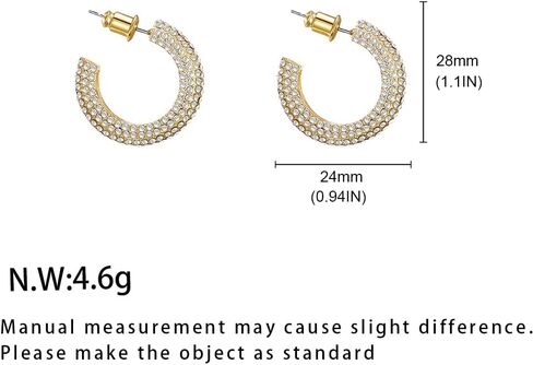 WOWORAMA Gold Open Hoop Earrings for Women Sparkly CZ Chunky Hoop Earrings Shiny Zircon C Shaped Hoop Earrings Crystal Round Hoops Dainty Minimalist Earrings Jewelry in Saudi Arabia