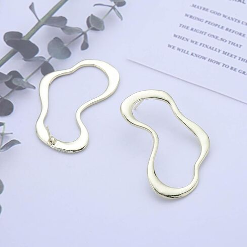 Vintage Irregular Hoop Stud Earrings Gold Hollow Circle Earrings Abstract Hoop Earrings Big Brass Geometric Earrings Jewelry for Women in Saudi Arabia