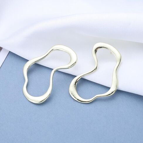 Vintage Irregular Hoop Stud Earrings Gold Hollow Circle Earrings Abstract Hoop Earrings Big Brass Geometric Earrings Jewelry for Women in Saudi Arabia