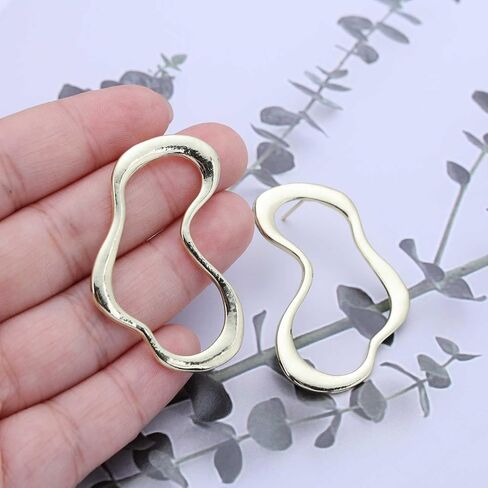 Vintage Irregular Hoop Stud Earrings Gold Hollow Circle Earrings Abstract Hoop Earrings Big Brass Geometric Earrings Jewelry for Women in Saudi Arabia