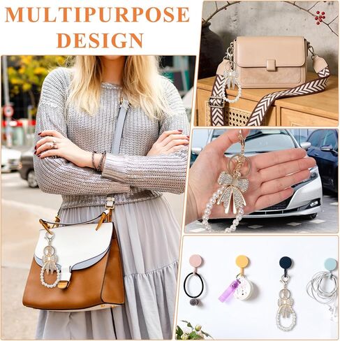 1 Pack Bowknot Keychain White Rhinestone Bow Keychain with Imitation Pearl Chain Gold Pink White Bag Charms Keychains Sparkly Bow Purse Charm Accessories for Key Backpacks Purse Handbags in Saudi Arabia