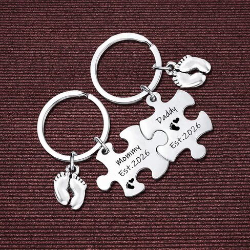New Parents Keychain Daddy Mommy To Be Gifts Pregnancy Announcement Gifts for New Mom Dad First Time Mom Present Est 2026 Keychain in Saudi Arabia