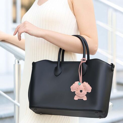 Dog-Shaped Bag Charms Keychains - Set of 2, PU Leather, Cartoon Poodle Designs, Stylish Women's Accessories in Kuwait