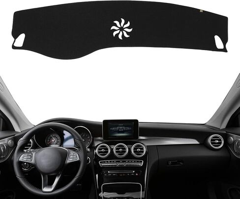 غطاء لوحة القيادة KEYOOG مناسب لـ 2016-2021 Me-rcedes-Benz C-Class (W205)، C180 C200 C250 C300 C400 C350e، سجادة لوحة عدادات السيارة مضادة للوهج، وسادة مضادة للانزلاق (أسود) in Saudi Arabia