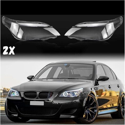 متوافق ل BMW 5-Series M5 E60 E61 525i 530i 545i 550i 2003-2010 الجبهة عدسة المصباح الأمامي غطاء عاكس الضوء واضح كشافات غطاء قذيفة in Kuwait