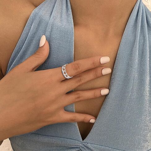 9 حجم الماوس الدائري S925 الفضة الاسترليني المرأة لطيف الكرتون الجوف الدائري لامعة مكعب زركونيا مجوهرات بسيطة أنيقة لصديقة زوجة ابنة السبابة البنصر 6-10 الحجم in Kuwait