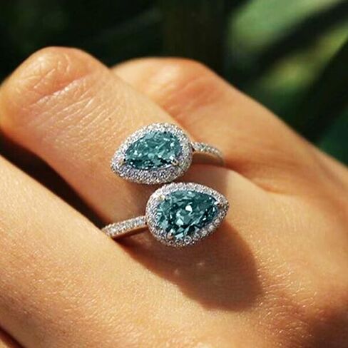 1pc Classic Waterdrop Shaped Open Ring Vintage Exquisite Jewelry Ideal for Dates Parties Christmas Gifts for Women Fashionable Accessories Stylish Elegant Design in Saudi Arabia