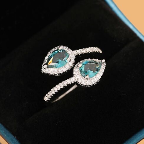 1pc Classic Waterdrop Shaped Open Ring Vintage Exquisite Jewelry Ideal for Dates Parties Christmas Gifts for Women Fashionable Accessories Stylish Elegant Design in Saudi Arabia