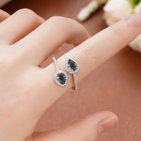 1pc Classic Waterdrop Shaped Open Ring Vintage Exquisite Jewelry Ideal for Dates Parties Christmas Gifts for Women Fashionable Accessories Stylish Elegant Design in Saudi Arabia