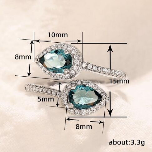 1pc Classic Waterdrop Shaped Open Ring Vintage Exquisite Jewelry Ideal for Dates Parties Christmas Gifts for Women Fashionable Accessories Stylish Elegant Design in Saudi Arabia