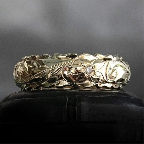 Ring Set Stainless Steel Flower gold sliver Wedding Elegant Jewelry 925 Rings and Silver Rings (Gold, 10) in Saudi Arabia