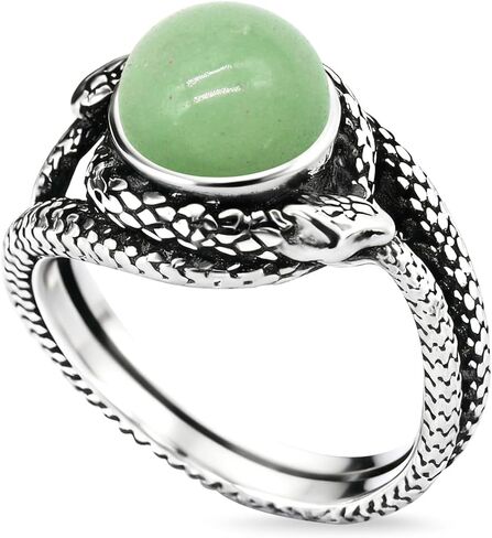 Natural Stone Infinity Ouroboros Snake Ring,Vintage Sterling Silver Genuine Crystal Gemstone Quartz Punk Gothic Cocktail Party Statement Ring for Women in Kuwait