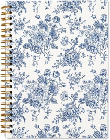 Blue Floral Chinoiserie Notebook Journal, Baby Shower Guest Book, Office School Supplies Hardcover Lined Notebooks Spiral, Baby Shower Gifts for Women Gilrs, 5.5x8.3 inch in Saudi Arabia