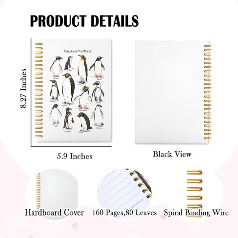 KAIOUS Penguin Notebook Gifts for Women Men — Penguins of the World Penguin Spiral Hardcover Journal Notebook Office Supplies in Saudi Arabia