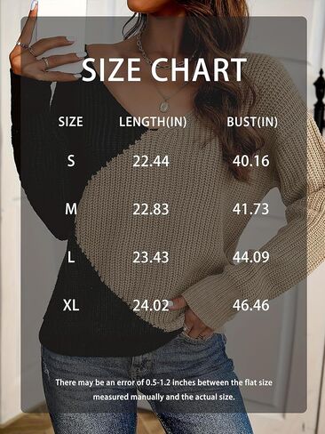 Womens Crew Neck Long Sleeve Chunky Knit Sweater Color Block Loose Fashion Casual Sweaters in Saudi Arabia
