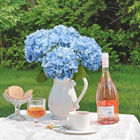 Bassion 4 Pcs 21" Hydrangea Artificial Flowers, Realistic Blue Latex Real Touch Faux Hydrangeas Fake Flowers for Bouquets Wedding Party Table Centerpieces Arrangements Indoor Home Decorations Outdoors in Saudi Arabia