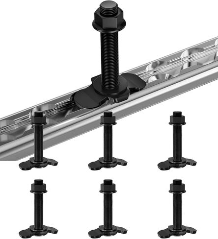 6 عبوات 60 مم L-Track ذات العروة المزدوجة الملولبة، 3000 رطل أقصى حمولة، ملحقات المسار L، مرساة التحكم في البضائع الثقيلة لسرير الشاحنة والمقطورة، 3/8 بوصة - 24 UNF × 2.36 بوصة - أسود in Kuwait