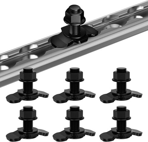 6 عبوات 60 مم L-Track ذات العروة المزدوجة الملولبة، 3000 رطل أقصى حمولة، ملحقات المسار L، مرساة التحكم في البضائع الثقيلة لسرير الشاحنة والمقطورة، 3/8 بوصة - 24 UNF × 2.36 بوصة - أسود in Kuwait