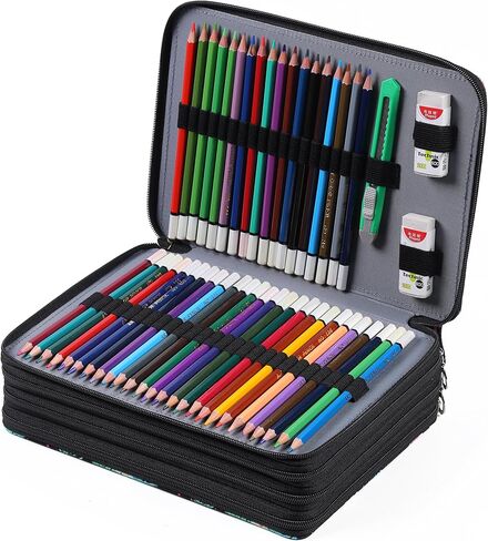 Colored Pencil Case Organizer with Zipper Oxford Large Capacity Pen Holder Bag for Student or Artist (Flamingo, 200 Pencil Case) in Kuwait