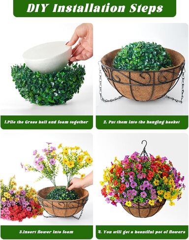 TDHDIKE الاصطناعي وهمية الزهور المعلقة النباتات سلة لفصل الصيف في الهواء الطلق الديكور الخارجي مقاومة للأشعة فوق البنفسجية الحرير وهمية الملونة ديزي الأوكالبتوس للشرفة فناء شرفة ساحة حديقة ديكور المنزل in Kuwait