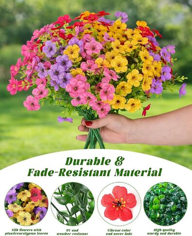 TDHDIKE الاصطناعي وهمية الزهور المعلقة النباتات سلة لفصل الصيف في الهواء الطلق الديكور الخارجي مقاومة للأشعة فوق البنفسجية الحرير وهمية الملونة ديزي الأوكالبتوس للشرفة فناء شرفة ساحة حديقة ديكور المنزل in Kuwait