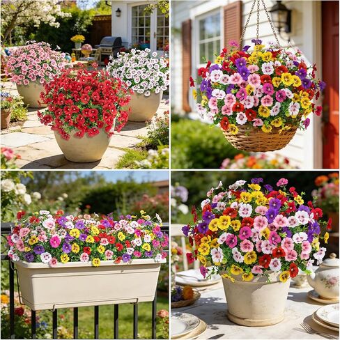 Ouddy Decor 24 Bundles Artificial Flowers for Outdoors, Fake Silk Flowers UV Resistant Faux Plastic Plants for Planters Vase Table Porch Patio Garden Spring Summer Indoor Outdoor Home Decor, Mixed in Saudi Arabia