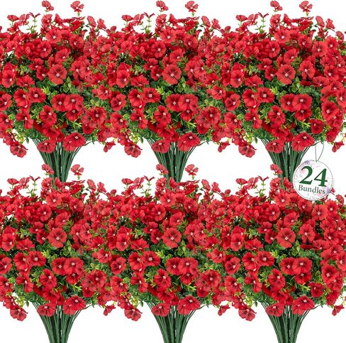 Ouddy Decor 24 Bundles Artificial Flowers for Outdoors, Fake Silk Flowers UV Resistant Faux Plastic Plants for Planters Vase Table Porch Patio Garden Spring Summer Indoor Outdoor Home Decor, Mixed in Saudi Arabia