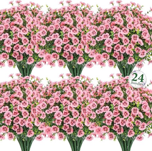 Ouddy Decor 24 Bundles Artificial Flowers for Outdoors, Fake Silk Flowers UV Resistant Faux Plastic Plants for Planters Vase Table Porch Patio Garden Spring Summer Indoor Outdoor Home Decor, Mixed in Saudi Arabia